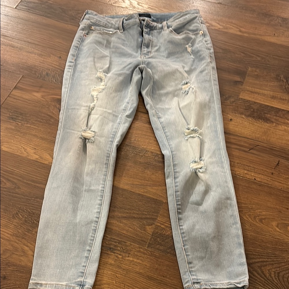 Aeropostale Sz 12 High Rise Jeggings Regular Light Blue Distressed Jeans